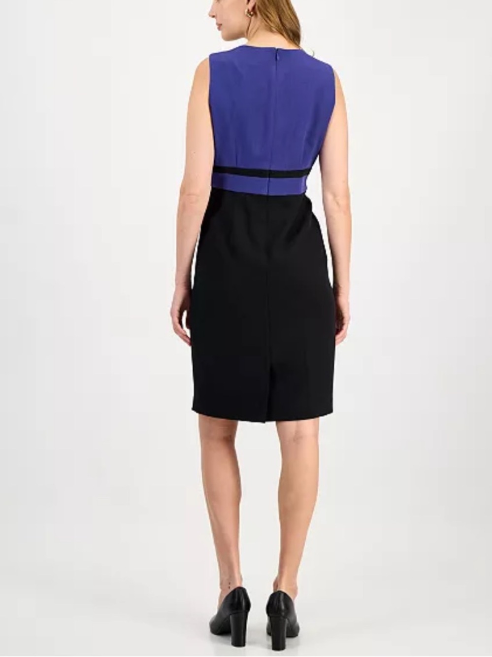 Kasper Women's Stretch Crepe Sheath Dress Purple Black Sz 6 NEW - Picture 2 of 8